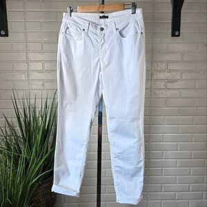 Eileen Fisher White Organic Cotton Denim Slim Jeans Size 8